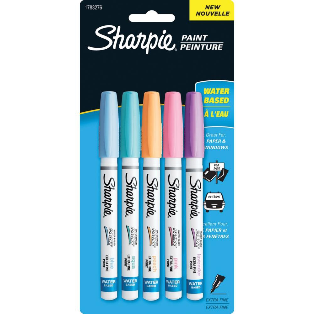 SHARPIE 36671 Water-Based Poster Paint Marker, Assorted Colors, 5-Pack