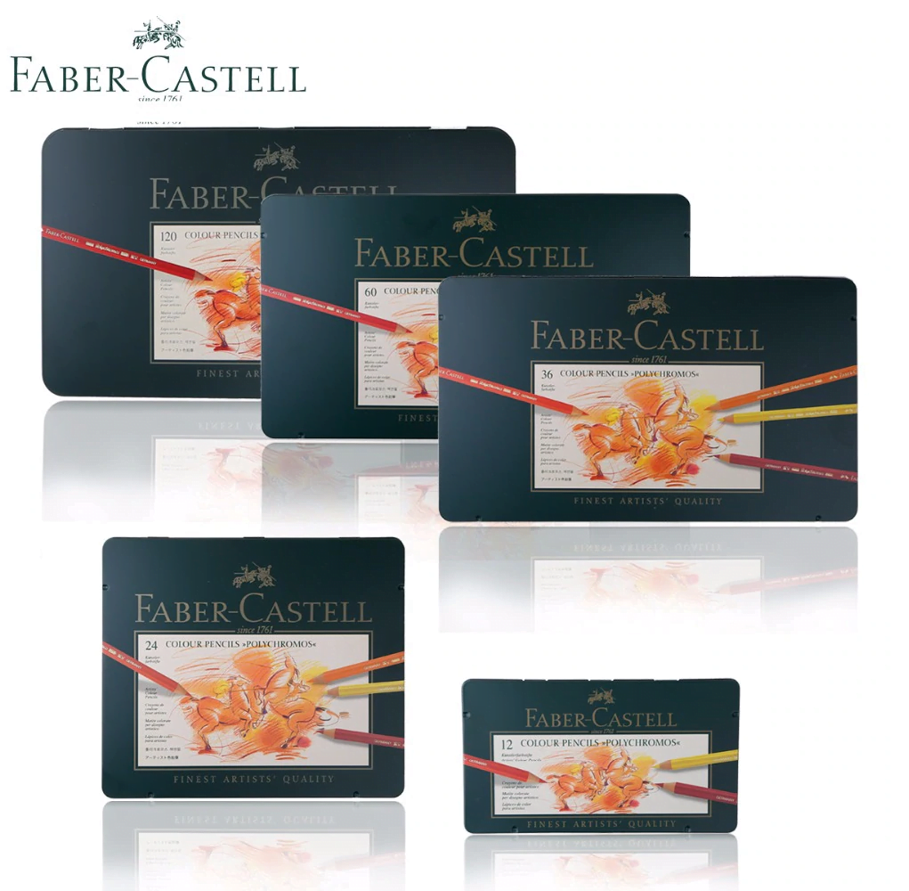 Faber-Castell Polychromos Colored Pencils, Tin Set of 12/24/36/60