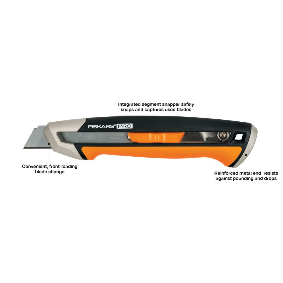 Fiskars Pro Kompakt fällbar kniv, Längd: 12 cm, Rostfritt stål/plast,  Svart/Orange, CarbonMax, 1062939 : : Sport & outdoor