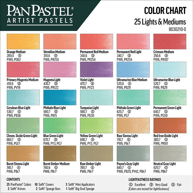 PanPastel Ultra Soft Artist Pastel Set 9ml 25/Pkg - Light and Medium - Image 5