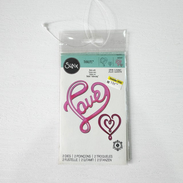 Sizzix Thinlits Dies - Phrase Love with Hearts by Jen Long