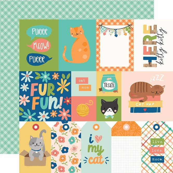 Simple Stories - Fur Baby Cat Double-Sided Cardstock 12"X12" - Elements 1
