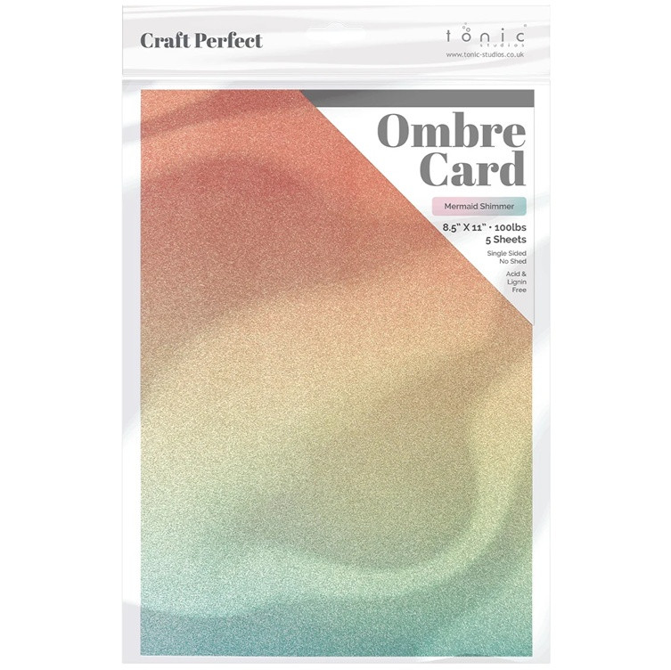 Tonic Studios Craft Perfect Ombre Glitter Cardstock 8.5"X11" - Mermaid Shimmer