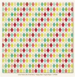 My Mind's Eye Lime Twist Double Sided Paper - Happy Day Argyle