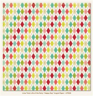 My Mind's Eye Lime Twist Double Sided Paper - Happy Day Argyle