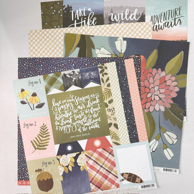 American Crafts One Canoe Two Creekside Double Sided Patterned Cardstock (6pcs)