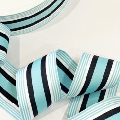 Alternative view of 2 1/4" Stripe Grosgrain - Blue, White, Black Stripe