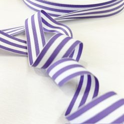 7/8" Stripe Grosgrain Ribbon - Lilac White Stripe