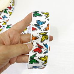 1 1/2" Vintage Patterned Grosgrain - Bright Butterflies