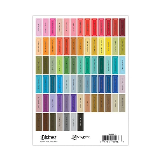 Ranger Ink Tim Holtz Distress Mini Ink Pad Label Sheets - Black