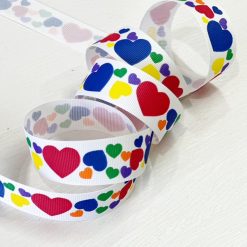 1 1/2" Vintage Patterned Grosgrain - Party Hearts