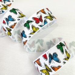 Alternative view of 1 1/2" Vintage Patterned Grosgrain - Bright Butterflies