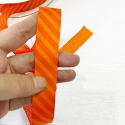 Alternative view of 7/8" Diagonal Stripe Acetate Grosgrain - Orange Candy