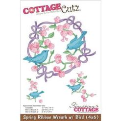 SPRING RIBBON WREATH WITH BIRD-COTTAGECUTZ DIE 4X6