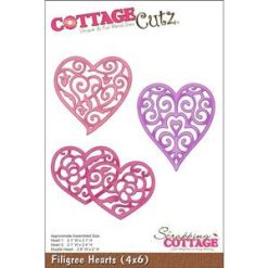 CottageCutz 4x6 Die - 3 Filigree Hearts