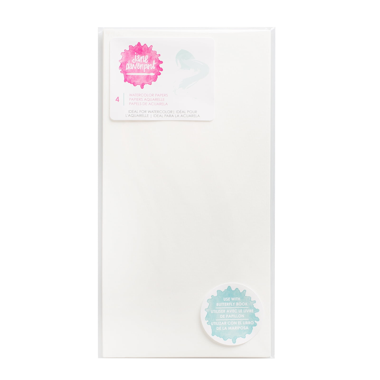 American Crafts Jane Davenport Butterfly Effect Paper Inserts 4/Pkg - Watercolor