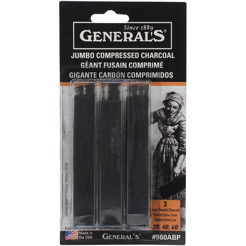 General Pencil Jumbo Compressed Charcoal Sticks 3/Pkg