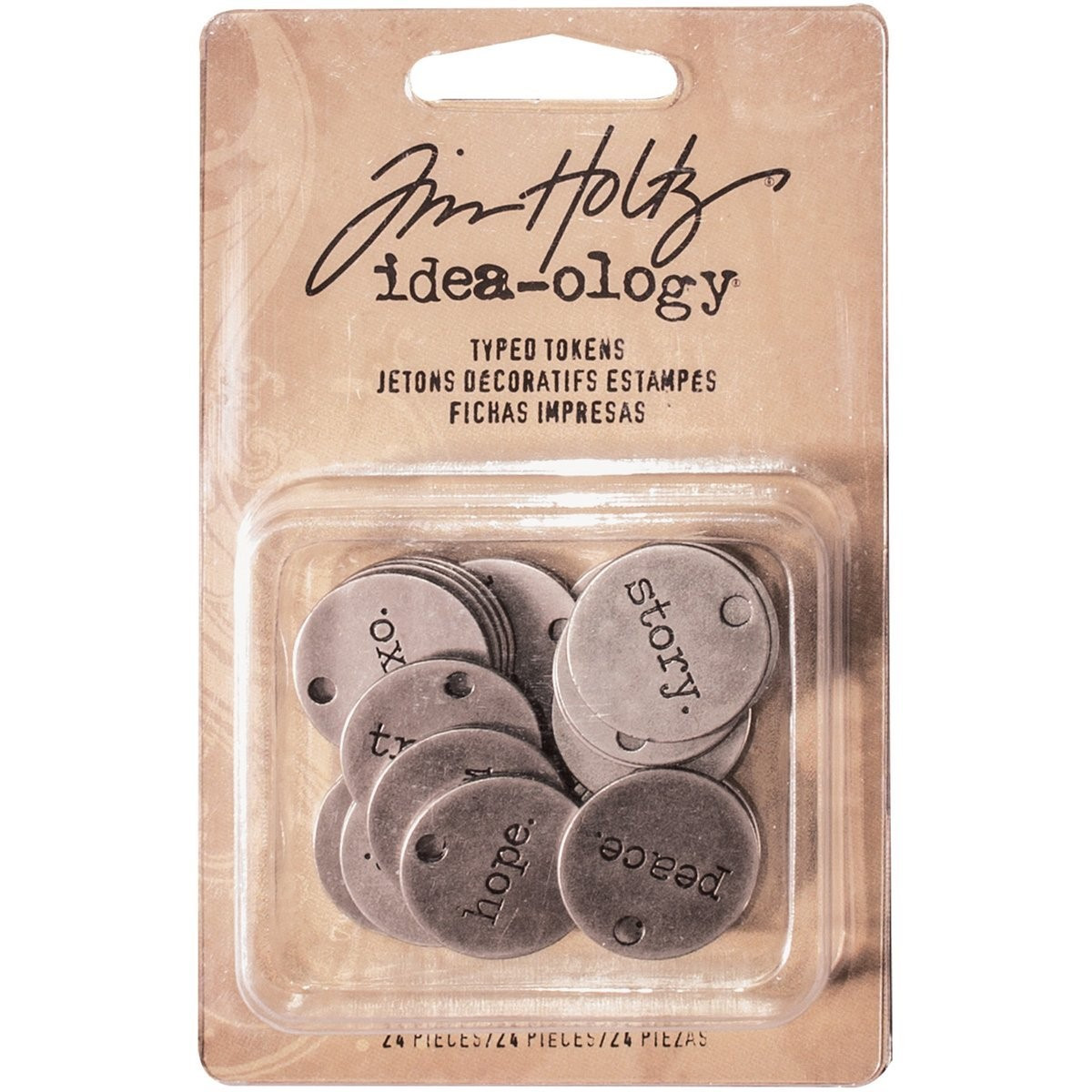 Tim Holtz Idea-ology Typed Tokens (Metal Decorative Tokens)