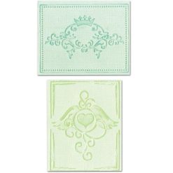 Alternative view of Sizzix Textured Impressions Embossing Folders 2PK - Crown Flourish & Heart Wings Set by Beth Reams