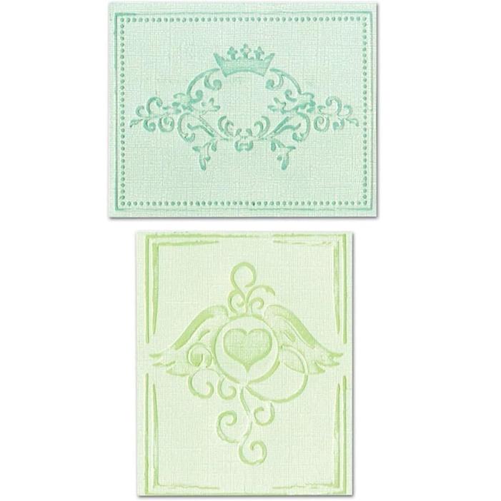 Sizzix Textured Impressions Embossing Folders 2PK - Crown Flourish & Heart Wings Set by Beth Reams - Image 2