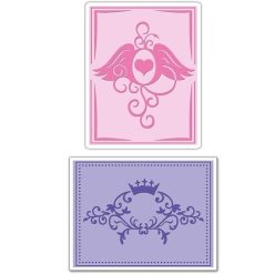 Sizzix Textured Impressions Embossing Folders 2PK - Crown Flourish & Heart Wings Set by Beth Reams