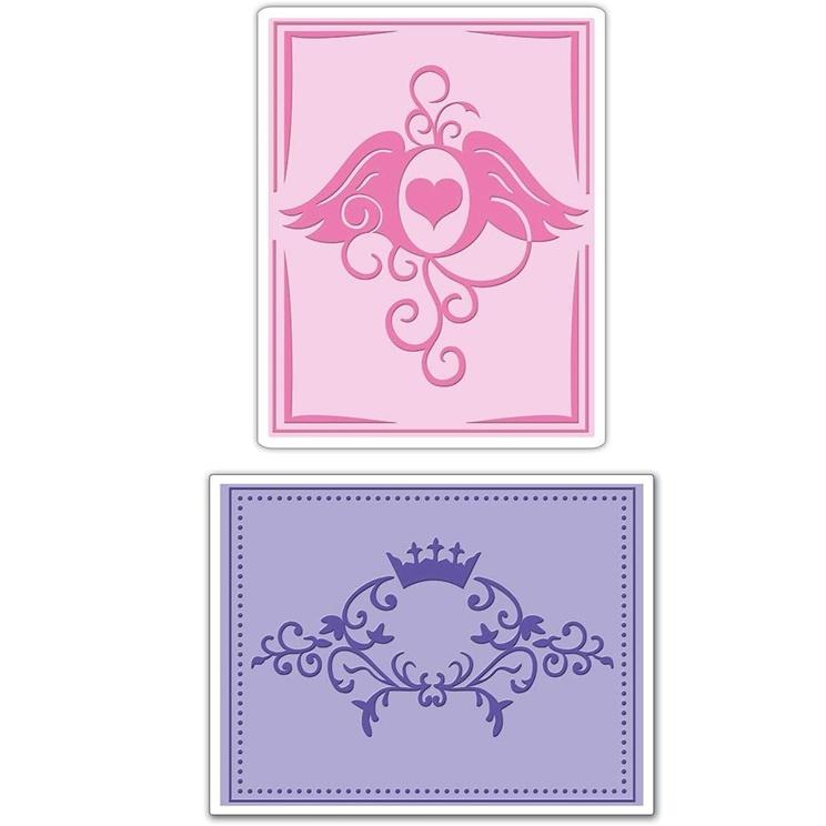 Sizzix Textured Impressions Embossing Folders 2PK - Crown Flourish & Heart Wings Set by Beth Reams