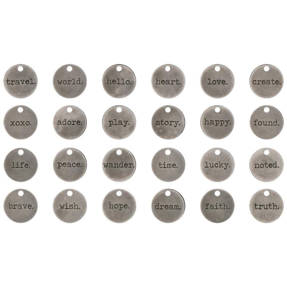 Tim Holtz Idea-ology Typed Tokens (Metal Decorative Tokens) - Image 3
