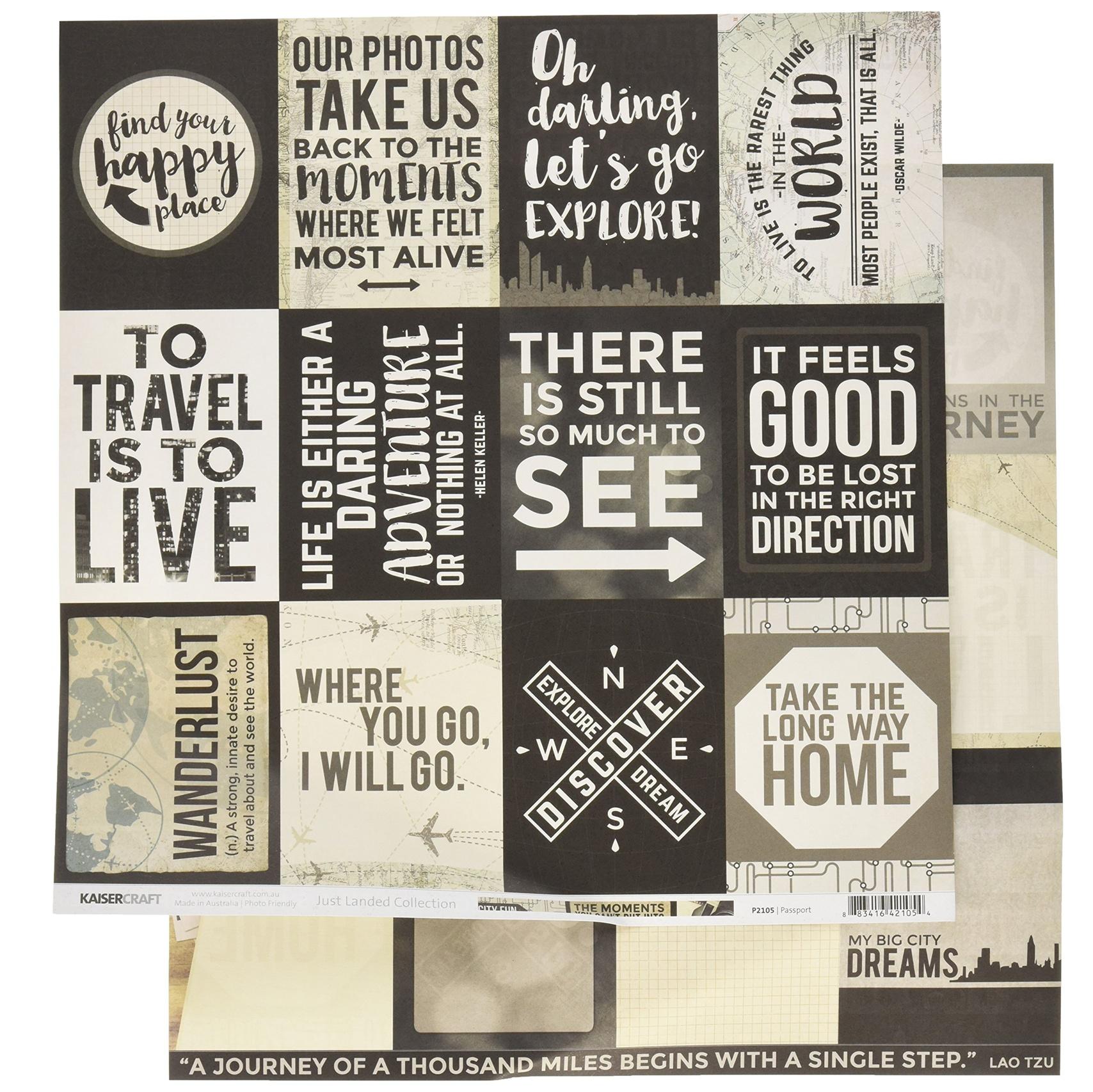 Kaisercraft JUST LANDED Double Sided PAPER - Passport