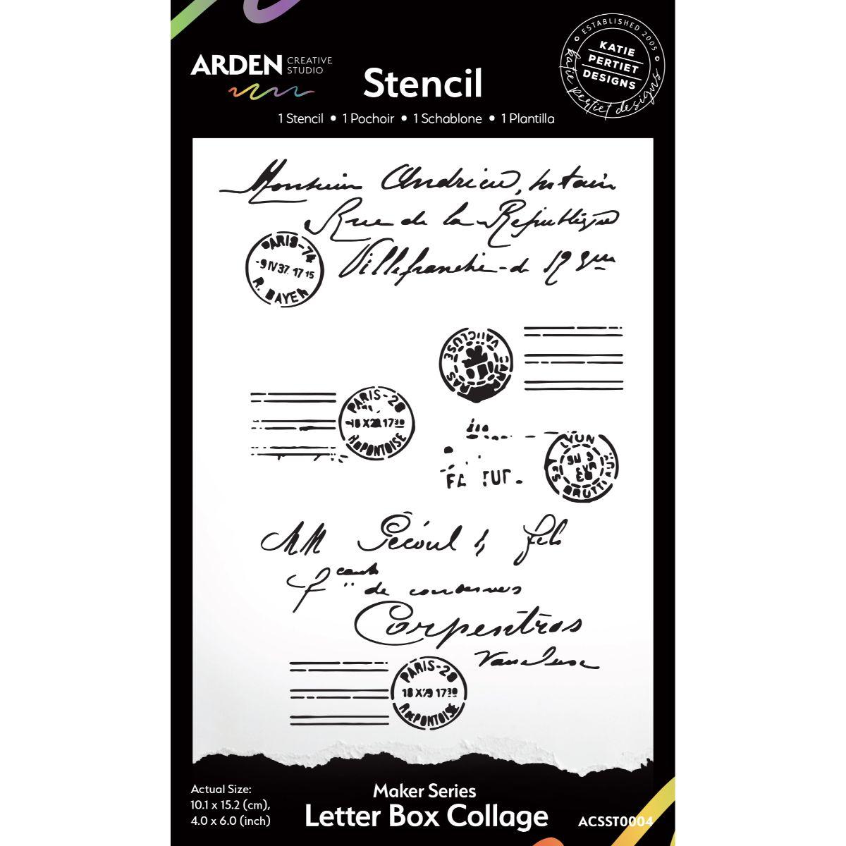 Arden Creative Studio Maker Series Letter Box Collage 4x6 Inch Stencil
