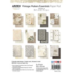 Arden Creative Studio Vintage Makers Essentials 6x8 Inch Paper Pad