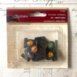 7Gypsies METAL INDEX VINTAGE NUMBERS Tab Self Adhesive