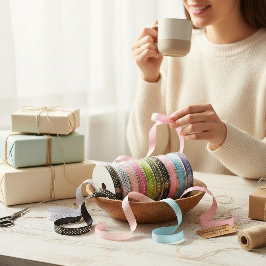 American Craft Polka Dot Satin Ribbon Roll