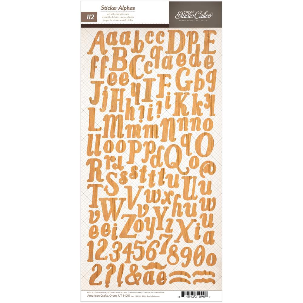 Studio Calico 6x12 Woodgrain Alphabet Stickers