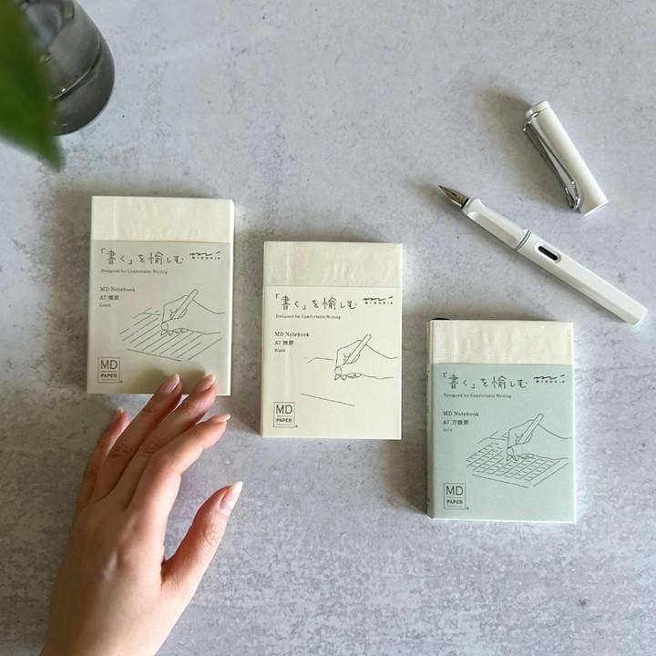 MD (Midori) Notebook A7 - (Blank, Grid, Lined, Dot Grid) Fountain Pen Friendly - Image 2