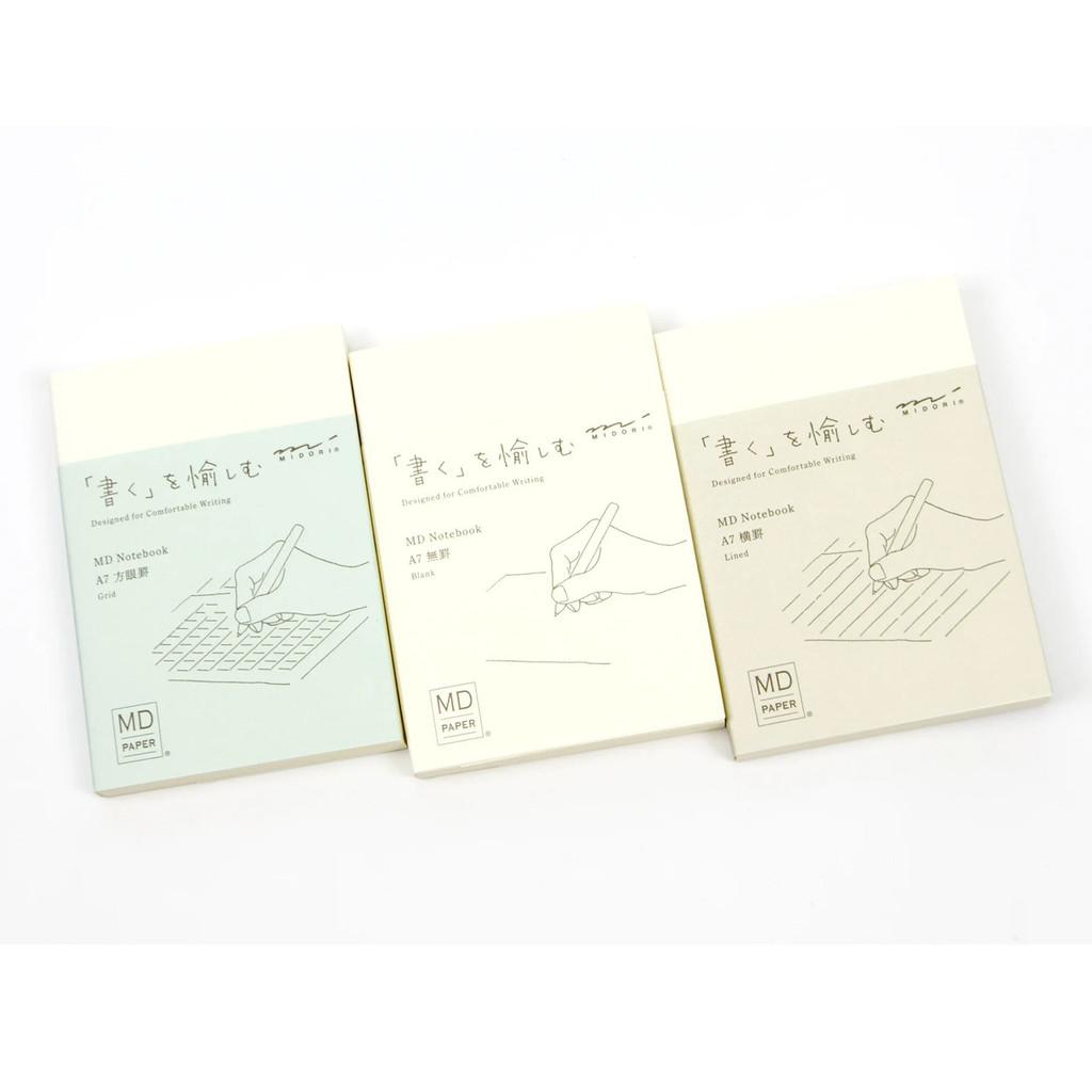 MD (Midori) Notebook A7 - (Blank, Grid, Lined, Dot Grid) Fountain Pen Friendly
